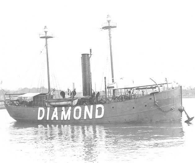 Photo of the Diamond Shoals Lightship, LV-71, sunk by German submarine deck guns after the lightship’s crew transmitted the U-boat’s coordinates to shore bases. (Coast Guard Collection)