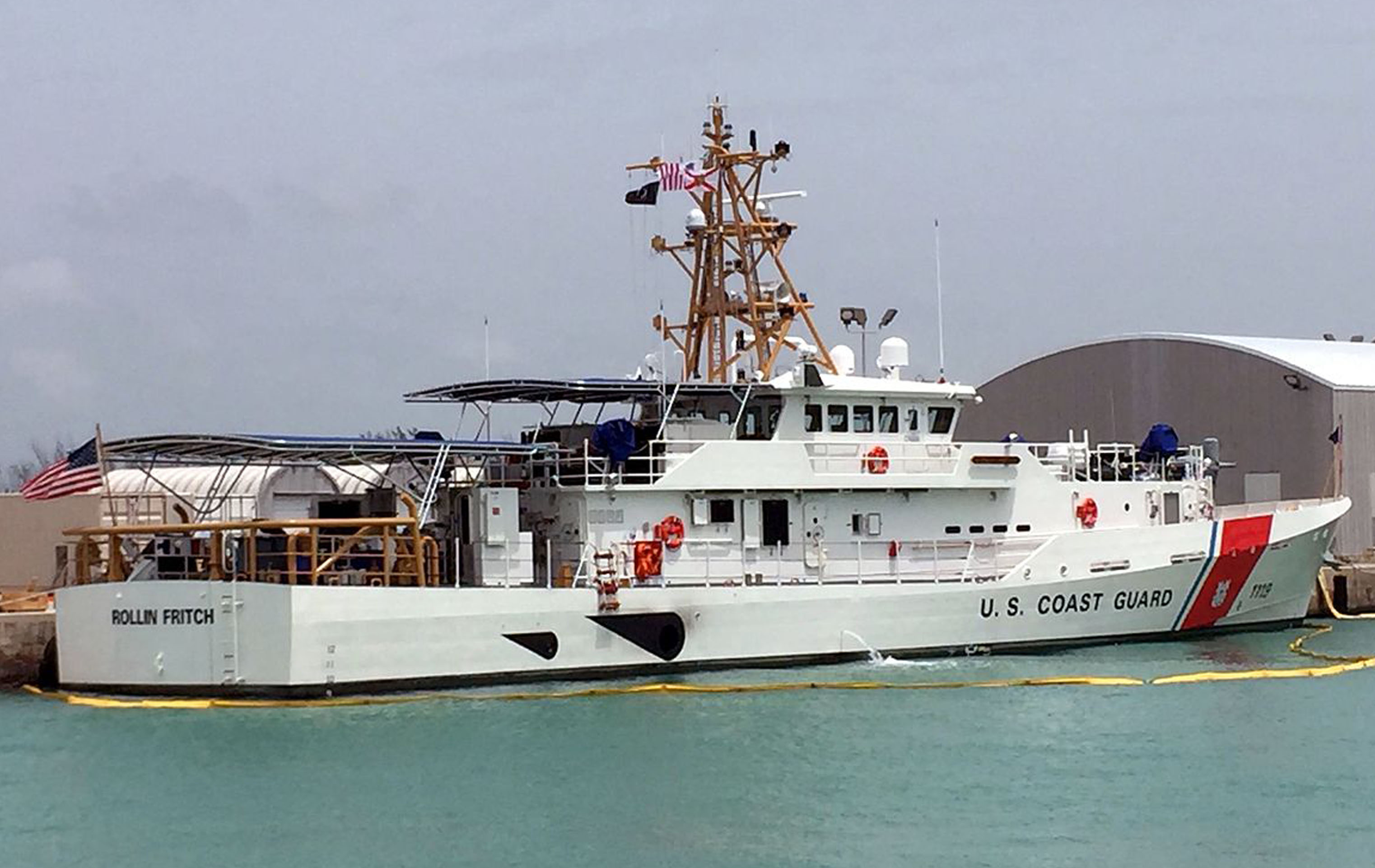 Fast Response Cutter Rollin Fritch underway in 2016. The crew’s primary missions include search and rescue; law enforcement; and ports, waterways, and coastal security. (U.S. Coast Guard) 