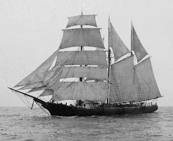 Faded photograph of a barkentine similar in size and rig of the Ephraim Williams. (Library of Congress)