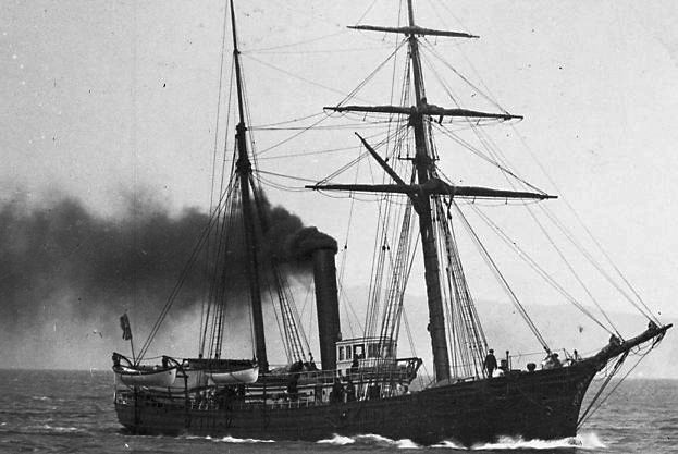 Photograph of the revenue cutter Thomas Corwin under a full head of steam. (Navsource.org)