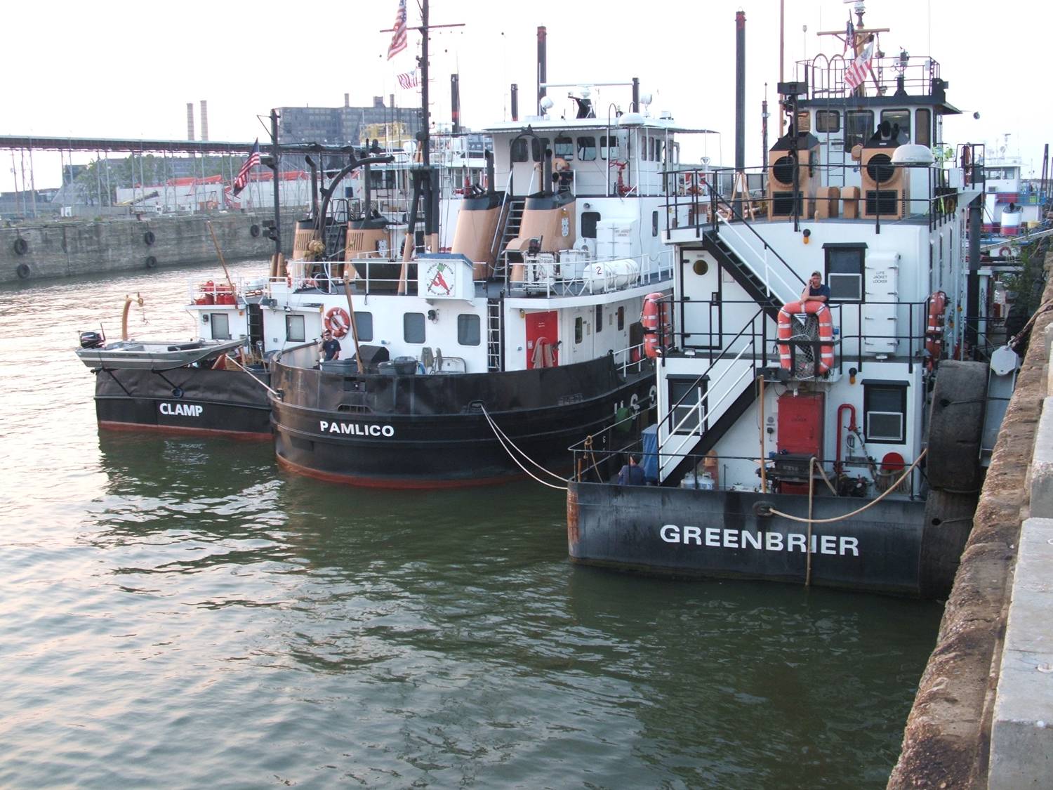 Coast Guard Cutter Tenders Clamp, Pamlico and Greenbrier prepare to do battle with aids-to-navigation lost or destroyed by Hurricane Katrina. (Coast Guard)