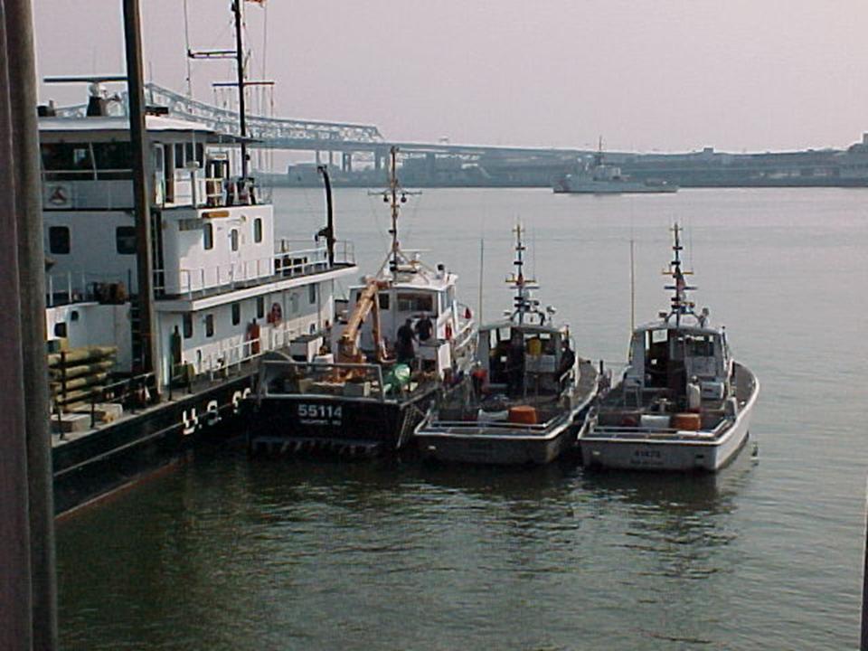 4.	Pamlico and its flotilla return from Baton Rouge to the Algiers Ferry Terminal, the Coast Guard’s base of operations for the first days of hurricane response. (U.S. Coast Guard)