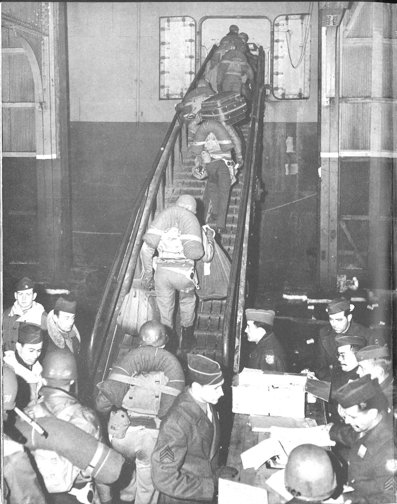 U.S. troops destined for D-Day boarding the Wakefield in Boston. (U.S. Coast Guard)