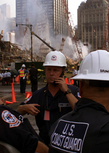 National Strike Force team members assisting in Ground Zero clean-up efforts. (U.S. Coast Guard)