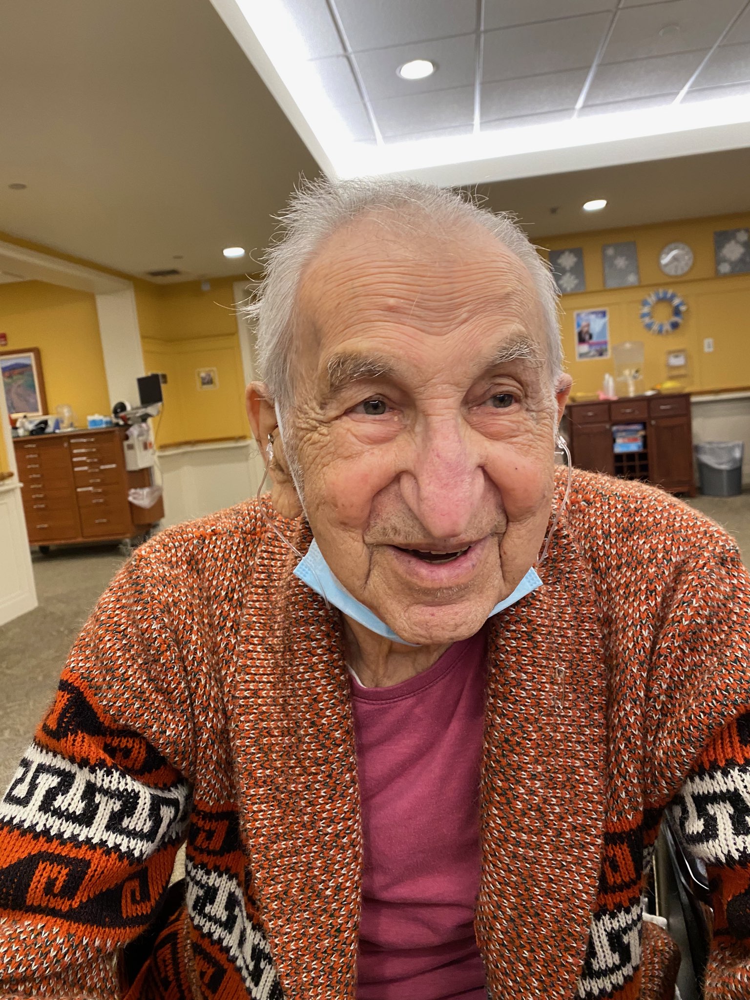 Color photograph of Seymour Siegel, former Radarman Second Class, on his 101st birthday at his New Jersey residence. (Courtesy of Siegel Family)