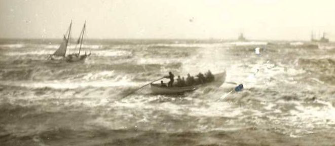 A rare photograph of the 1906 M/S Greyhound rescue performed by Keeper Ross and crew the Station Nome crew. (Alaska State Digital Archive)