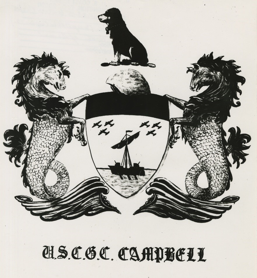 8.	The 1945 Coast Guard Cutter Campbell coat of arms with Sinbad pictured at the top. (U.S. Coast Guard)