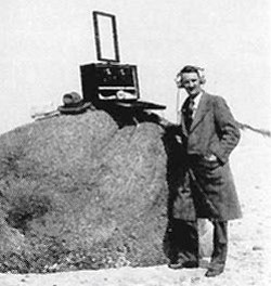 9.	Rare and faded photo of a portable Coast Guard radio direction finder deployed on shore. (U.S. Coast Guard)