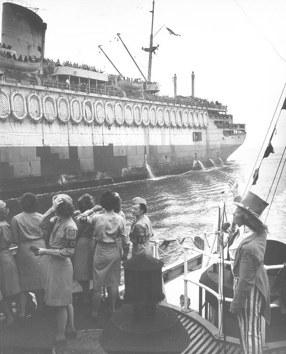 Wakefield arriving in Boston in August 1945 with a load of American troops shipped from Italy. (U.S. Coast Guard)